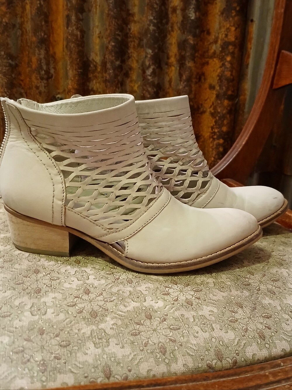 Rebels Leather White Cutout Ankle Booties - Stylish Summer Heels